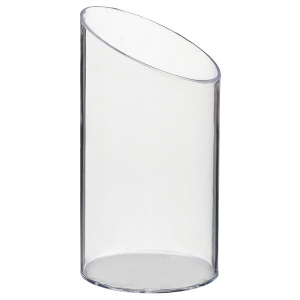 A clear plastic tube with a curved edge.