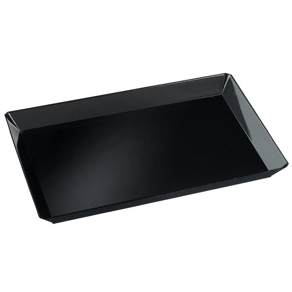 A Solia black rectangular plastic plate with a white background.
