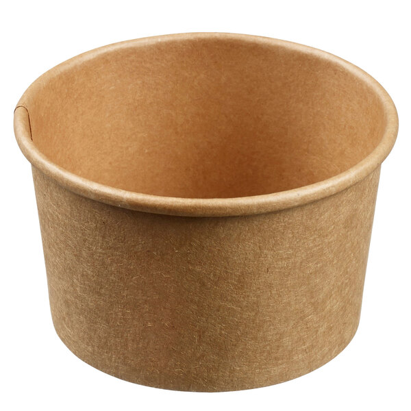 A brown paper bowl with a white background.