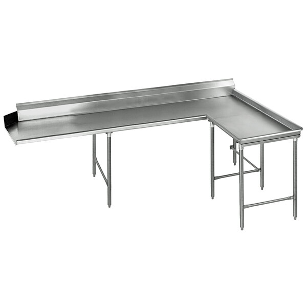 An Eagle Group stainless steel dishtable with a rectangular top.