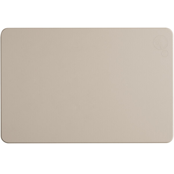 A brown rectangular cutting board with a white border.