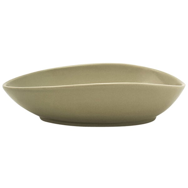 A Front of the House Tides sea grass oval porcelain bowl with a curved edge on a white background.