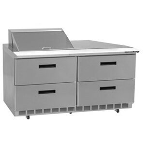 A stainless steel Delfield refrigerated cabinet with drawers.
