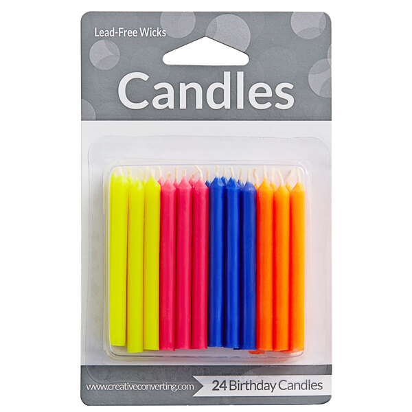 A package of Creative Converting Assorted Fluorescent Color Candles.