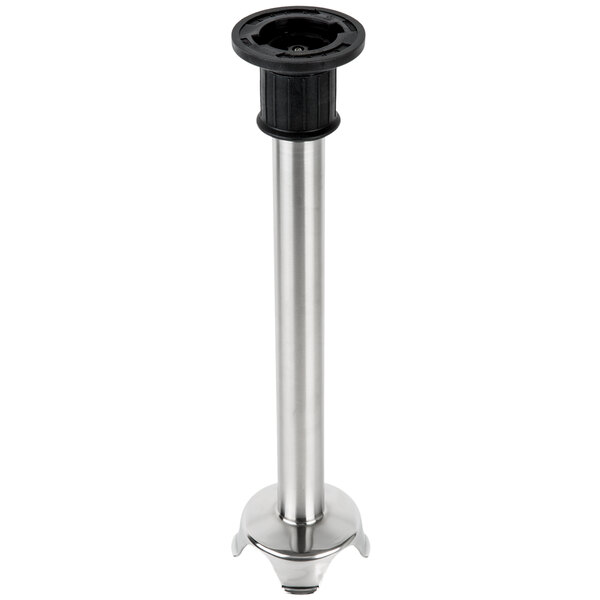 A stainless steel shaft with a black cap on the end.