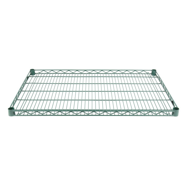 A Metro Hunter Green wire shelf with a drop mat.