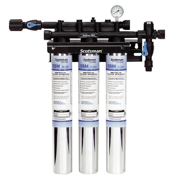 The Scotsman SSM Plus Triple Water Filtration System with gauges on the cylinders.