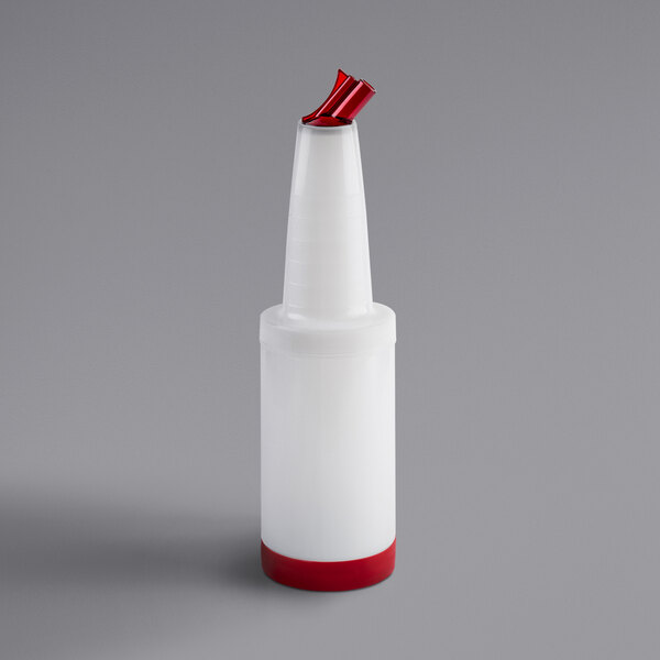 A white Tablecraft PourMaster bottle with a red cap.
