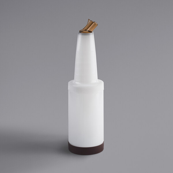 A white Tablecraft PourMaster bottle with a brown spout and cap.