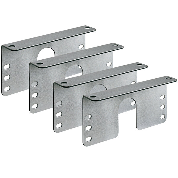 Three Hatco metal angle brackets with holes.