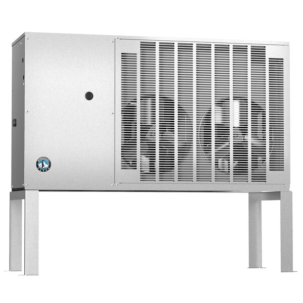 A white metal box with two fans inside.