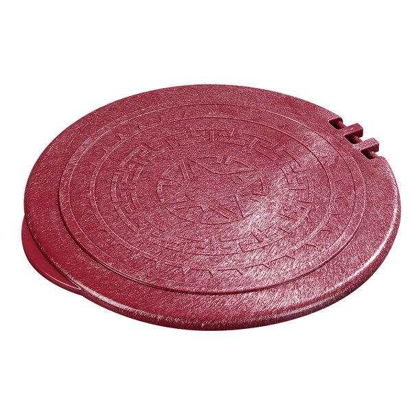 A red circular lid with a star on it.