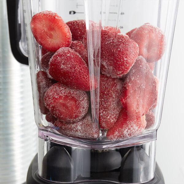 IQF Whole Strawberries in a blender.