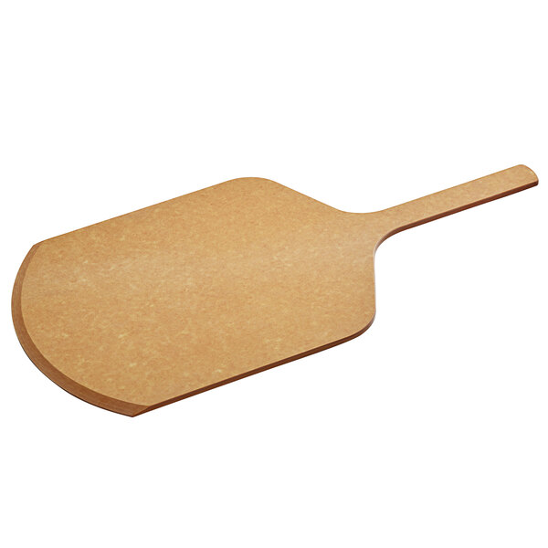 A Tomlinson natural wood pizza peel with a handle.