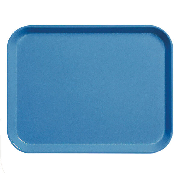 A blue rectangular Cambro serving tray.