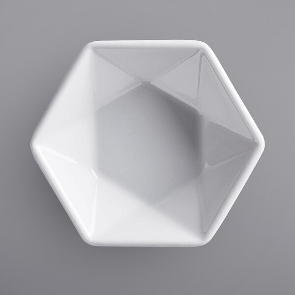 A white hexagon shaped plate.