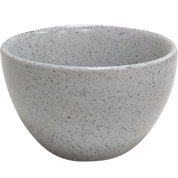 A white Moon bouillon cup with speckled specks.