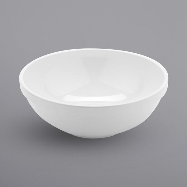 A white GET Settlement melamine bowl.