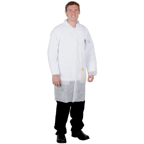 A man wearing a Cordova white lab coat.