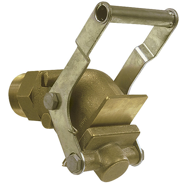 A close-up of a Wesco Industrial Products brass gate valve with a handle.