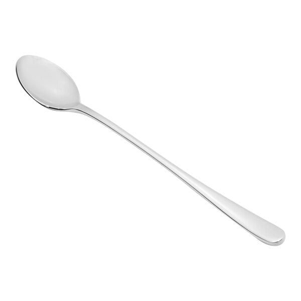 A Fortessa stainless steel iced tea spoon with a silver handle on a white background.