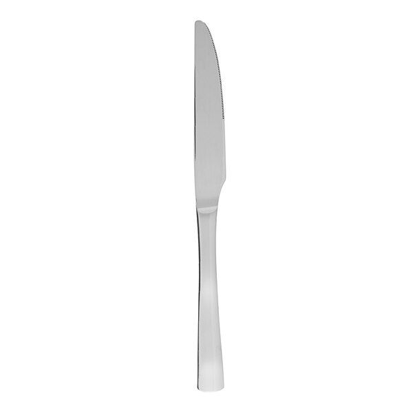 A Fortessa Catana stainless steel dessert knife with a silver handle.