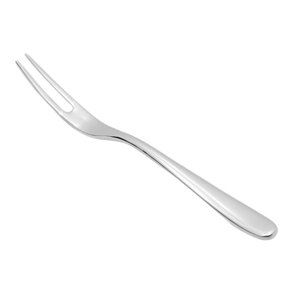 A Fortessa stainless steel snail fork with a silver handle and small prong.