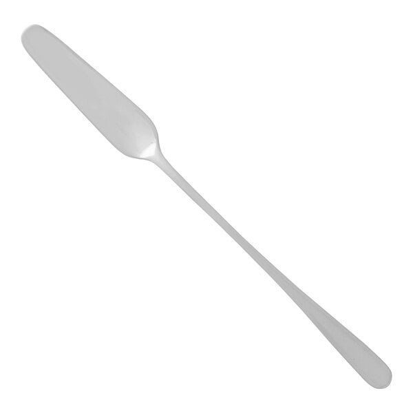 A Fortessa stainless steel marrow spoon with a long handle on a white background.