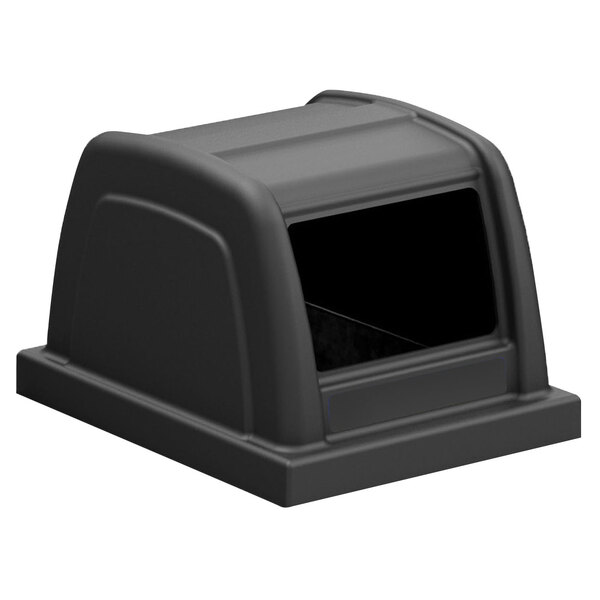 A black plastic lid for a Commercial Zone Parkview rectangular trash can.