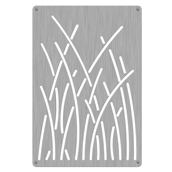 Stainless steel panel with reed design for Commercial Zone trash and recycling containers.