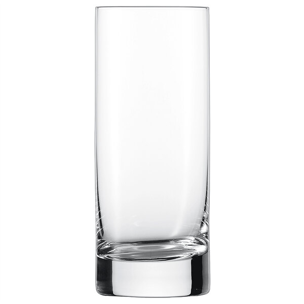 A Schott Zwiesel Paris Collins Glass filled with a clear liquid.