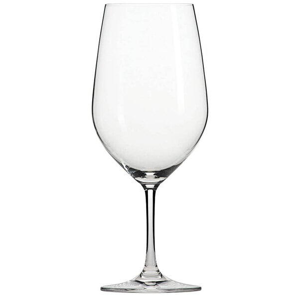 A clear Schott Zwiesel Forte claret wine glass on a white background.