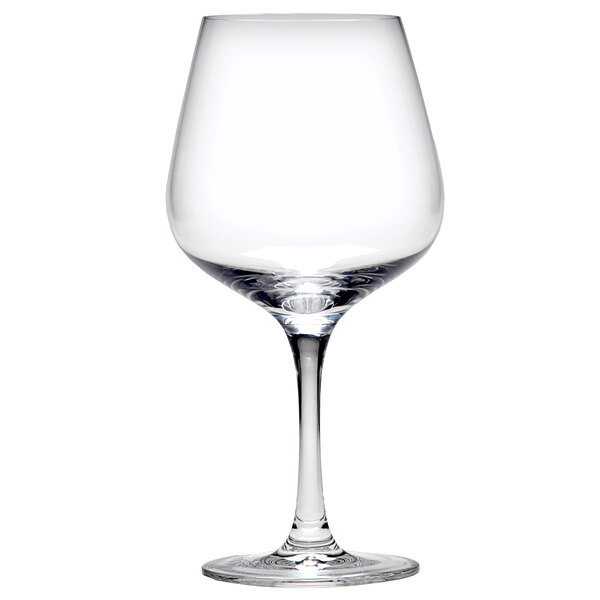 A clear Schott Zwiesel wine glass with a stem.