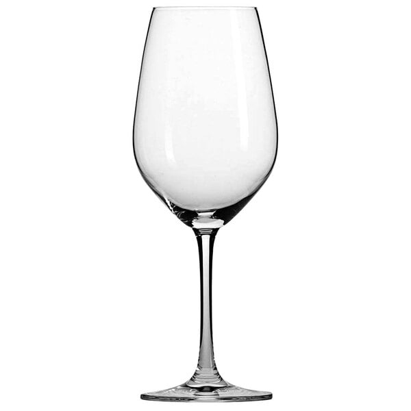 A clear Schott Zwiesel Forte red wine glass with a stem.