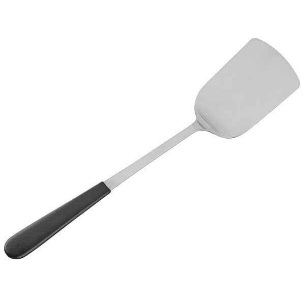 A Tablecraft stainless steel spatula with a black handle.
