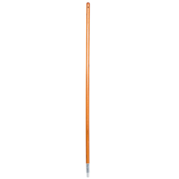 A Carlisle wooden broom/squeegee handle with a metal end and silver tip.