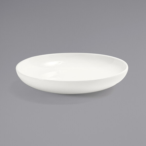 A Front of the House European White porcelain bowl on a gray surface.