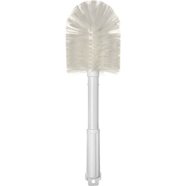 A white brush with a white handle and 5" diameter bristles.