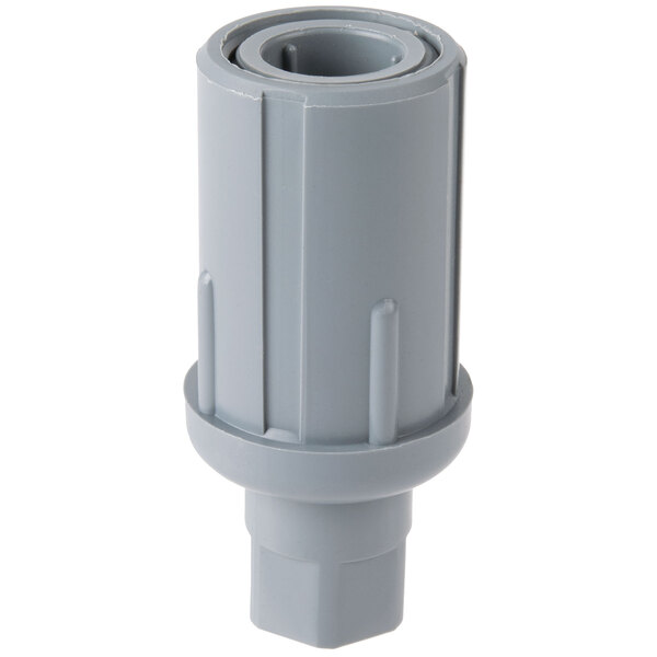 A grey plastic bullet foot for a commercial sink.