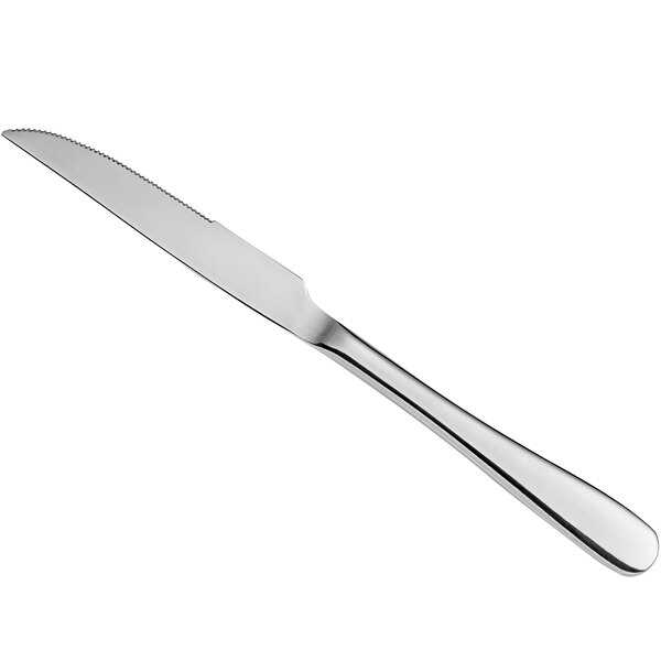 An Arcoroc stainless steel steak knife with a silver handle.