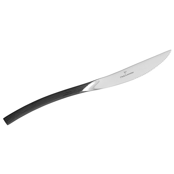 A Chef & Sommelier stainless steel knife with a black oak handle.