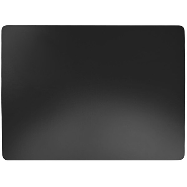 A black rectangular desk pad with white border