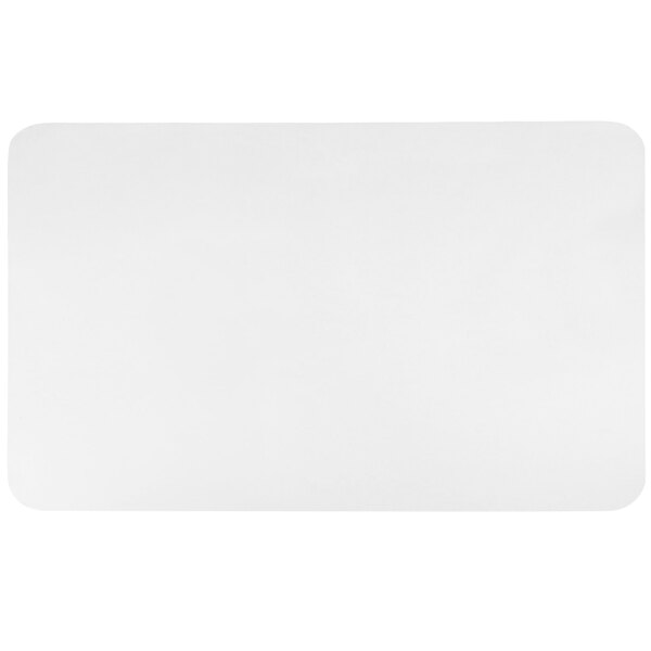 An Artistic clear polyurethane desk pad with a black border on a white background.