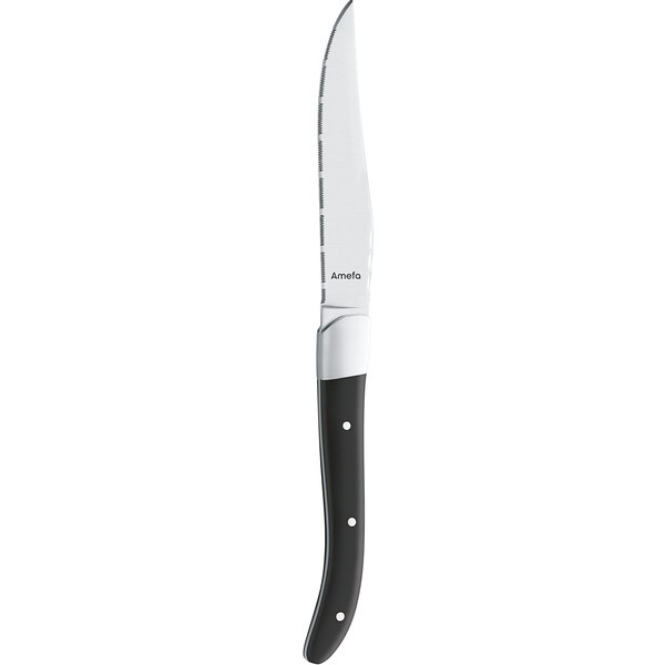 An Amefa steak knife with a black handle and silver blade.