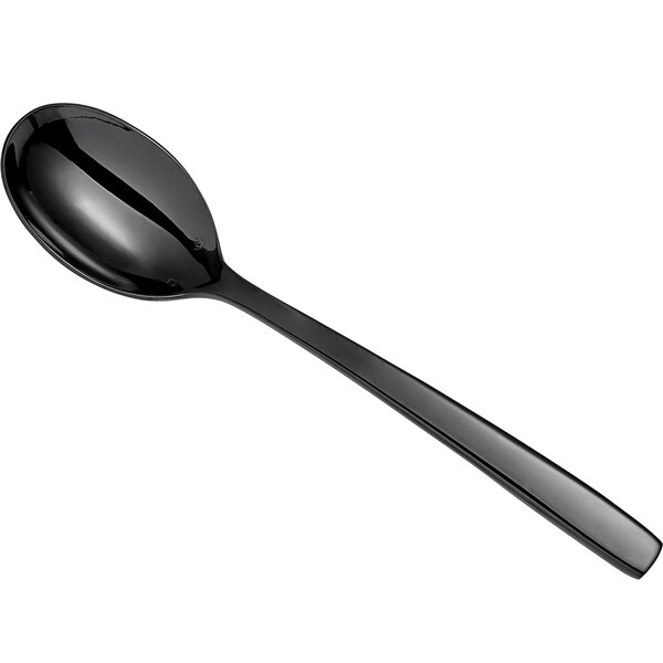 A black Chef & Sommelier dessert spoon with a long handle.