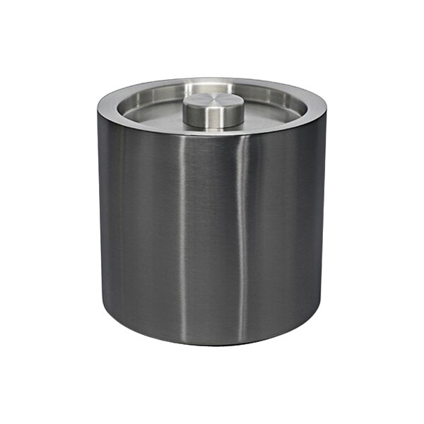 A matte black stainless steel cylinder with a round top and silver accents.