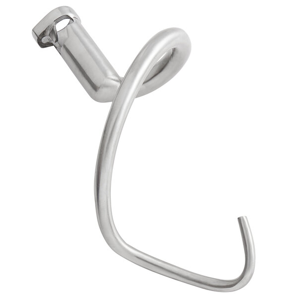 A stainless steel Main Street Equipment dough hook with a curved end.