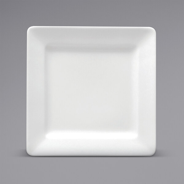 A white Oneida Buffalo square porcelain plate.