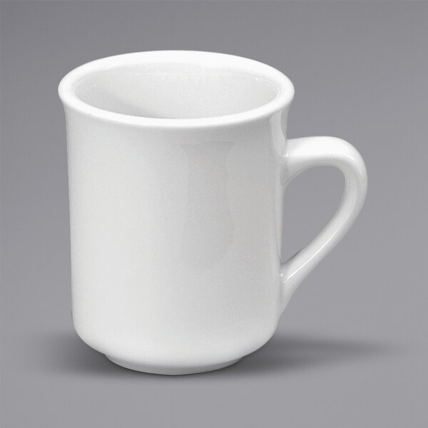 A white Oneida Buffalo porcelain mug with a handle.