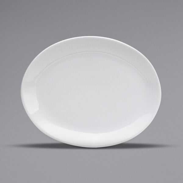 An oval white porcelain platter.